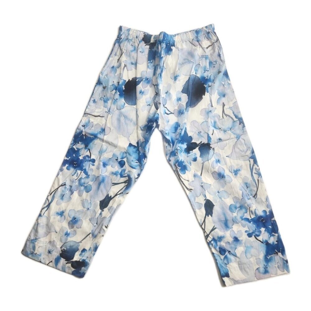 Bryn Walker Womens Capri Pants Size XS Blue Floral Crop Elastic Cropped (63)